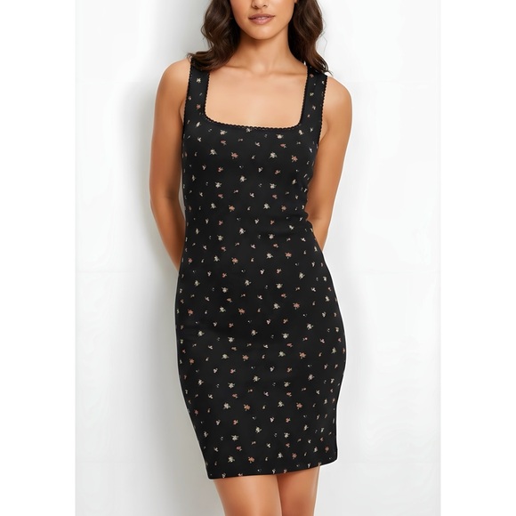 ROUJE PARIS Addie Mini Dress, Black Floral, FR36/US4